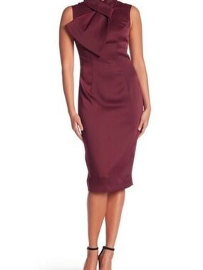 Ted Baker Sleeveless Bowl Neck Midi Dress in Burgundy Maroon Size 3